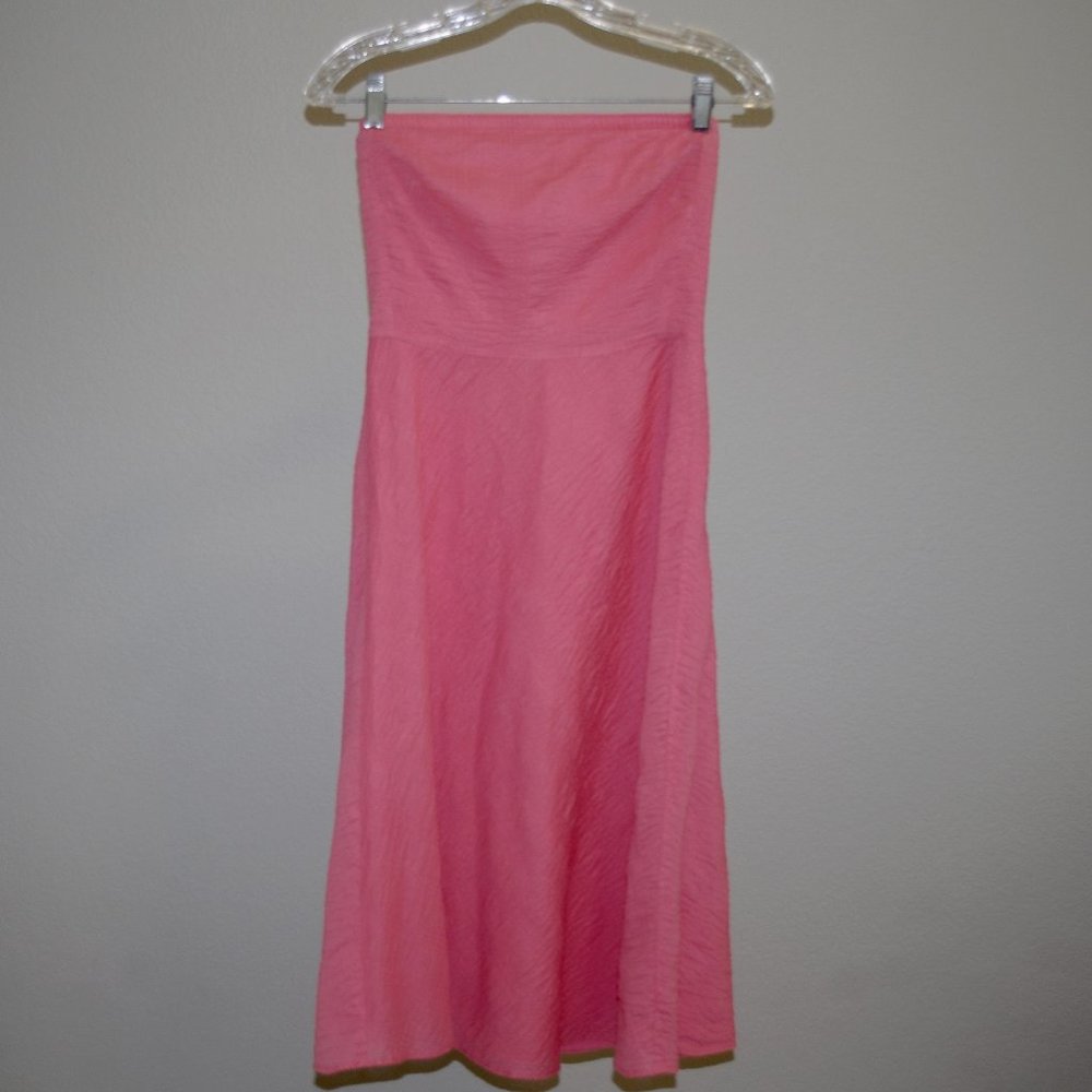 J CREW Pink Seersucker Strapless Dress | S 2